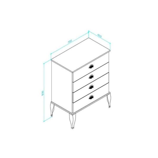 Imagem de Cômoda Solteiro CL 4009 c/ 4 Gavetas Oliva - Movelbento