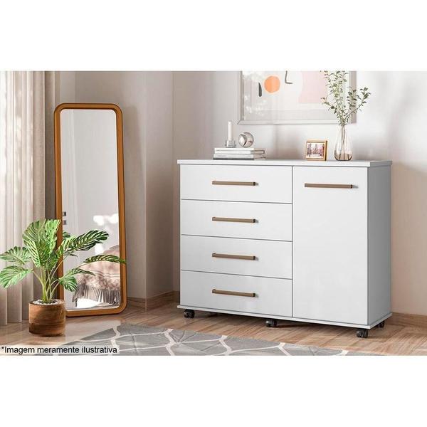 Imagem de Cômoda Solteiro Flora c/ 1 Porta e 4 Gavetas Branco - Demóbile