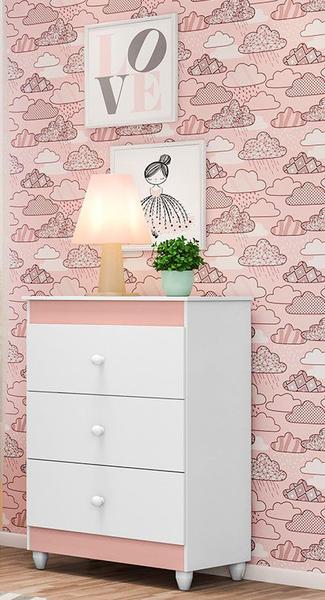 Imagem de Cômoda Ternura Branca/Rosa 100% MDF