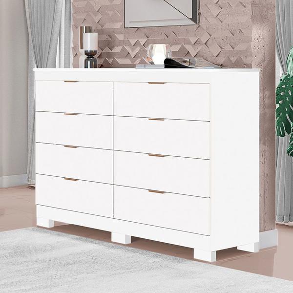 Cômoda Tuboarte Isadora 100% MDF com 8 gavetas e Kit de Pés Cômoda Tuboarte Isadora 100% MDF com 8 gavetas e Kit de Pés