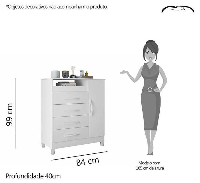 Imagem de Cômoda Turquesa 4 Gavetas e 1 Porta Multiflex Branco - Albatroz