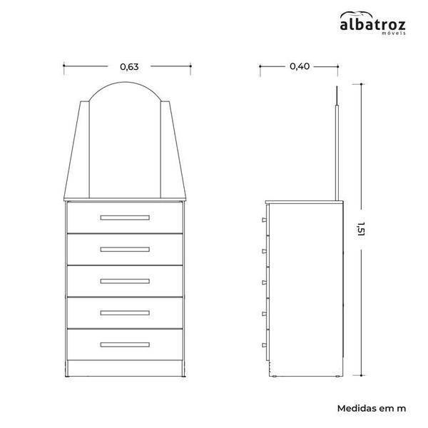 Imagem de Cômoda Veneza 5 Gavetas Cinamomo - Albatroz