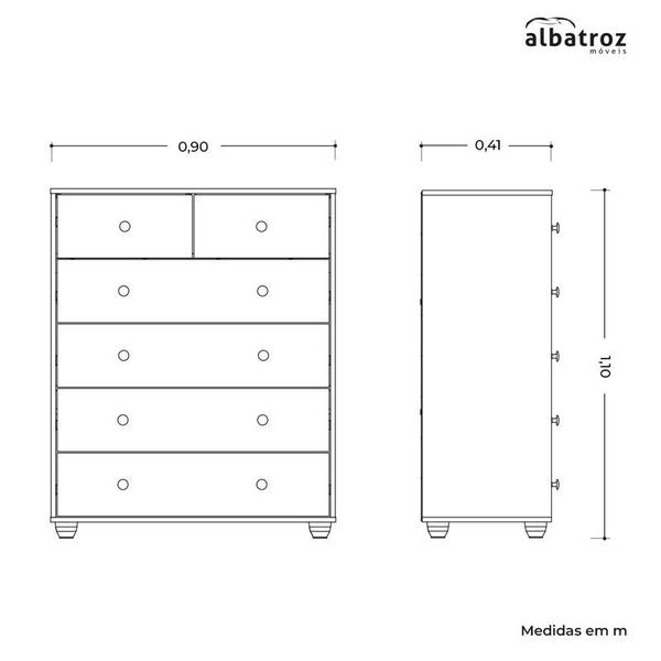 Imagem de Cômoda Vittoria 6 Gavetas Cinamomo - Albatroz