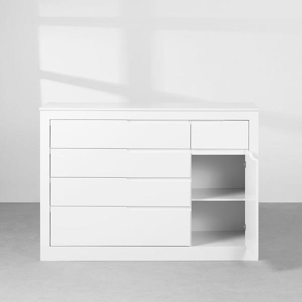 Imagem de Cômoda Zoe 5 Gavetas com Porta - Branco Fosco