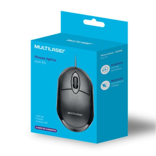 Imagem de COMP Kit 10 Mouse com Fio USB Classic Box Óptico Preto Multilaser - MO300