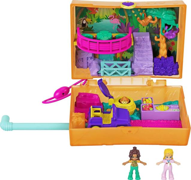 Imagem de Compacto da Selva Polly Pocket, Micro Polly, Bonecas Shani, 2 Figuras de Preguiça, Adesivos (4+)