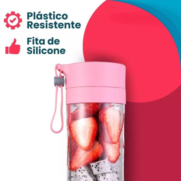 Imagem de Compacto Liquidificador Portátil Usb Turbo Mixer Recarregável Para Frutas E Vitaminas Com Cabo Oficial