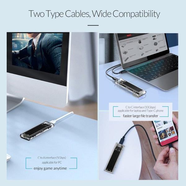 Imagem de Compartimento SSD Wokex M.2 para USB C transparente para SSD NVME