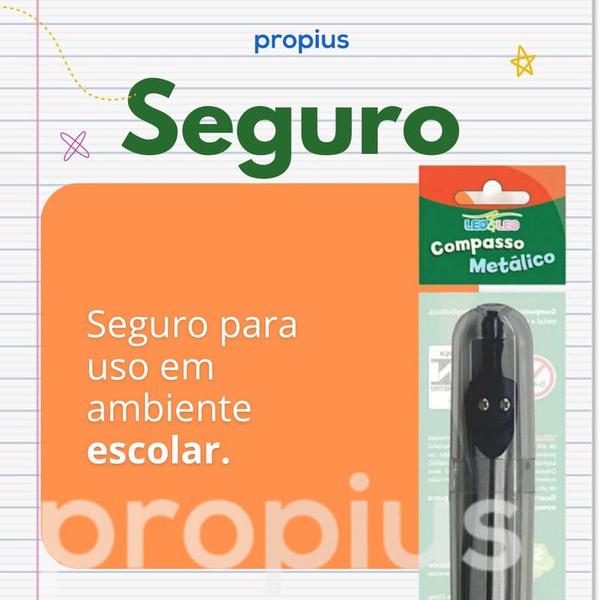 Imagem de Compasso Escolar Papelaria Matemática Ponta Seca Traça Circunferência Sem Tira Linha Ângulo Obtuso