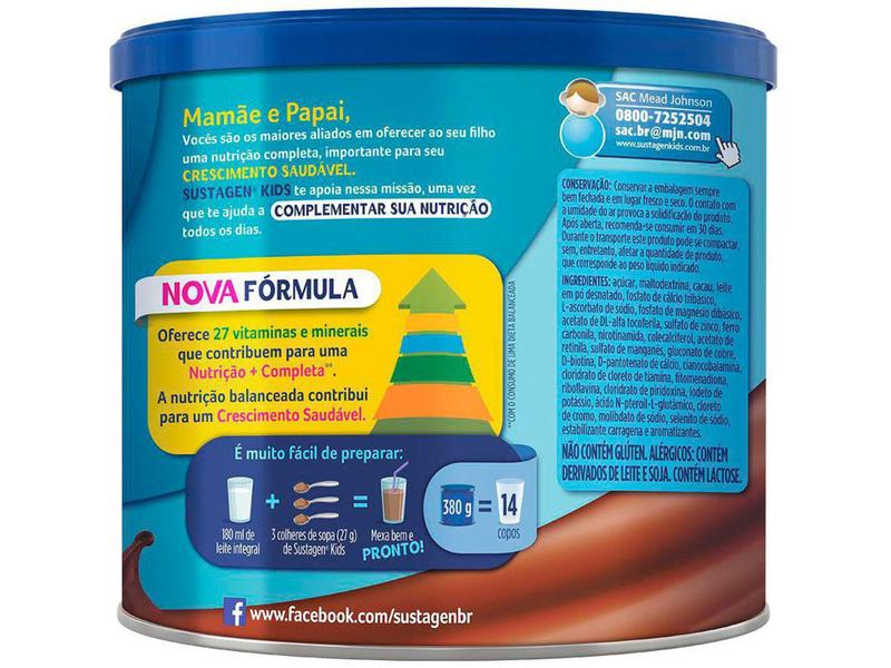 Imagem de Complemento Alimentar Infantil Sustagen Kids - Chocolate 380g