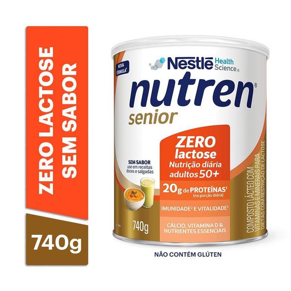 Complemento Alimentar Nutren Senior Sem Sabor Zero Lactose 740g Imagem de Complemento Alimentar Nutren Senior Sem Sabor Zero Lactose 740g