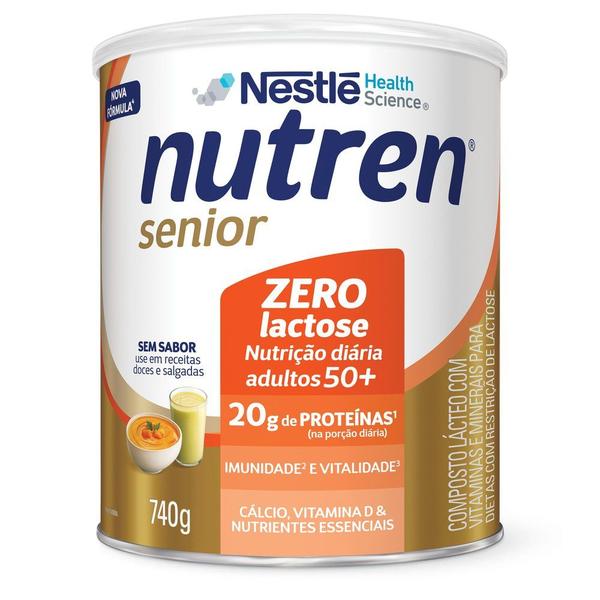 Complemento Alimentar Nutren Senior Sem Sabor Zero Lactose 740g Imagem de Complemento Alimentar Nutren Senior Sem Sabor Zero Lactose 740g
