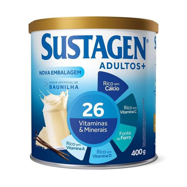 Imagem de Complemento Alimentar Sustagen Adultos+ Sabor Baunilha Lata 400g