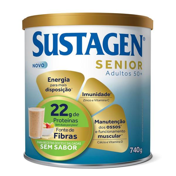 Complemento Alimentar Sustagen Senior Adultos 50+ Sem Sabor 740g Imagem de Complemento Alimentar Sustagen Senior Adultos 50+ Sem Sabor 740g