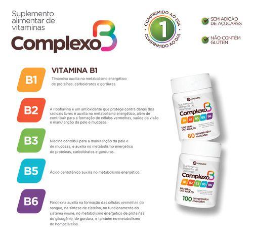 Imagem de Complexo B - Multivitamínico B1, B2, B3, B5, e B6 - 100 comprimidos - Mássime