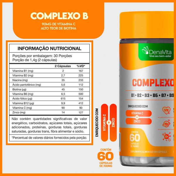 Complexo B + Vitamina C + Zinco - Multivitamínico - Vegano - Denavita Imagem de Complexo B + Vitamina C + Zinco - Multivitamínico - Vegano - Denavita