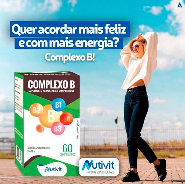 Imagem de Complexo B Vitaminas B1, B2, B3, B5, B6, B7, B12 c/ 60 Cápsulas Nutivit