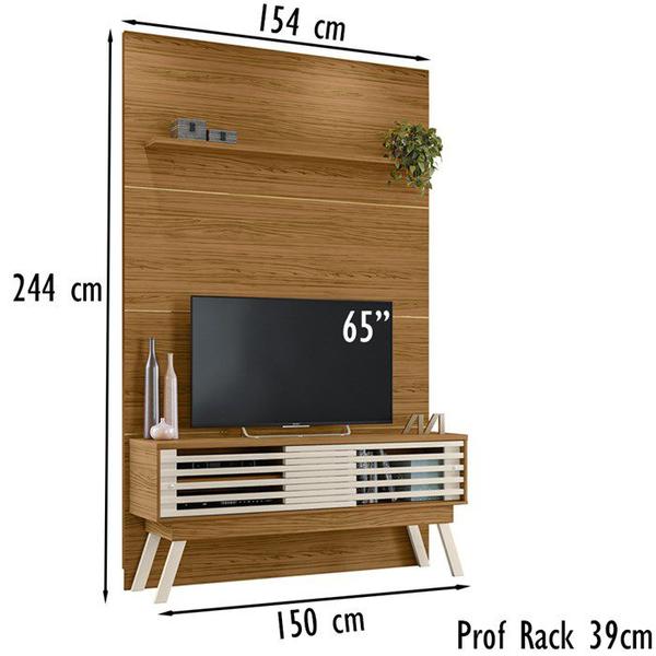 Imagem de Composiçao Painel Rack Piso Teto TV 65 244x154cm 7161 Naturale Off White MDT