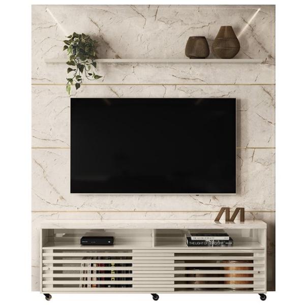 Imagem de Composiçao Painel Rack Piso Teto TV 75 244x208cm 7171 Calacata Off White MDT