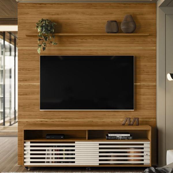 Imagem de Composiçao Painel Rack Piso Teto TV 75 244x208cm 7171 Naturale Off White MDT