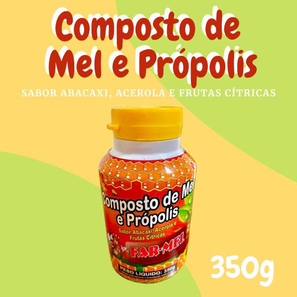 Imagem de Composto Antigripal Farmel Mel, Própolis, Abacaxi, Acerola e Frutas Cítricas 350g Kit Promocional 6 Unidades