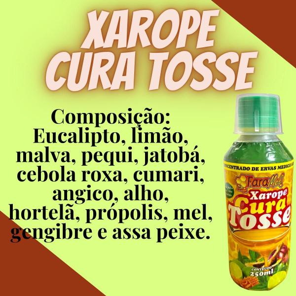 Composto Concentrado de Ervas Medicinais Faramel Cura Tosse Frasco 250ml Kit Promocional 2 Unidades Imagem de Composto Concentrado de Ervas Medicinais Faramel Cura Tosse Frasco 250ml Kit Promocional 2 Unidades