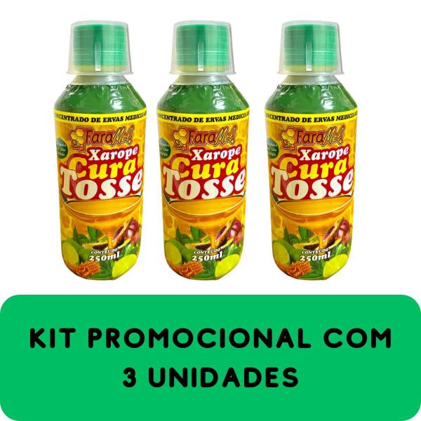 Imagem de Composto Concentrado de Ervas Medicinais Faramel Cura Tosse Frasco 250ml Kit Promocional 3 Unidades