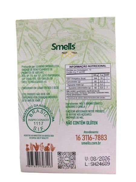 Imagem de Composto de Mel e Extrato de Própolis sabor Gengibre e Canela 40g. Smells sachê