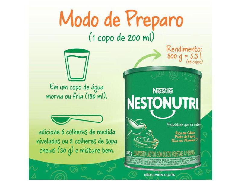 Composto Lácteo Nestonutri Sem Sabor Original - 800g Imagem de Composto Lácteo Nestonutri Sem Sabor Original - 800g