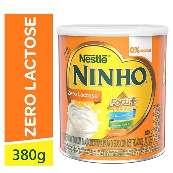 Composto Lácteo Ninho Forti+ Zero Lactose Nestlé 380G - Nestle Imagem de Composto Lácteo Ninho Forti+ Zero Lactose Nestlé 380G
