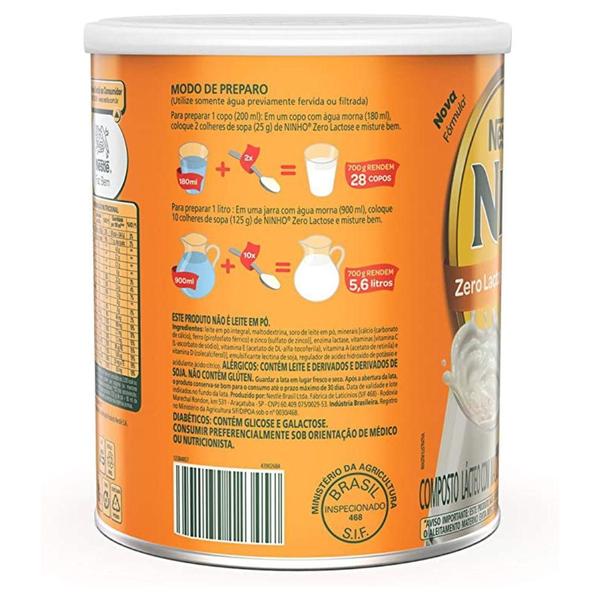 Composto Lácteo Ninho Forti+ Zero Lactose Nestlé 380G - Nestle Imagem de Composto Lácteo Ninho Forti+ Zero Lactose Nestlé 380G