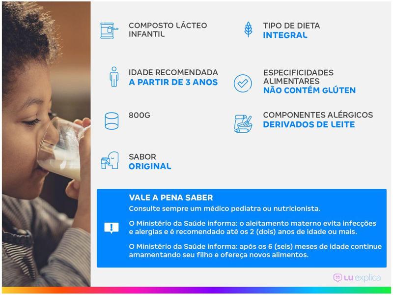 Composto Lácteo Ninho Original Fases 3+ Integral - 800g Imagem de Composto Lácteo Ninho Original Fases 3+ Integral - 800g