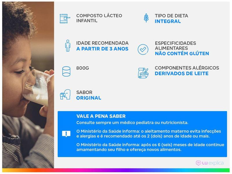 Composto Lácteo Ninho Original Fases 3+ Integral - 800g Imagem de Composto Lácteo Ninho Original Fases 3+ Integral - 800g