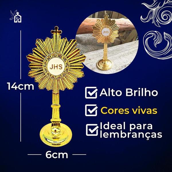 Imagem de Comprar Ostensório Dourado Miniatura Lembrança 15cm