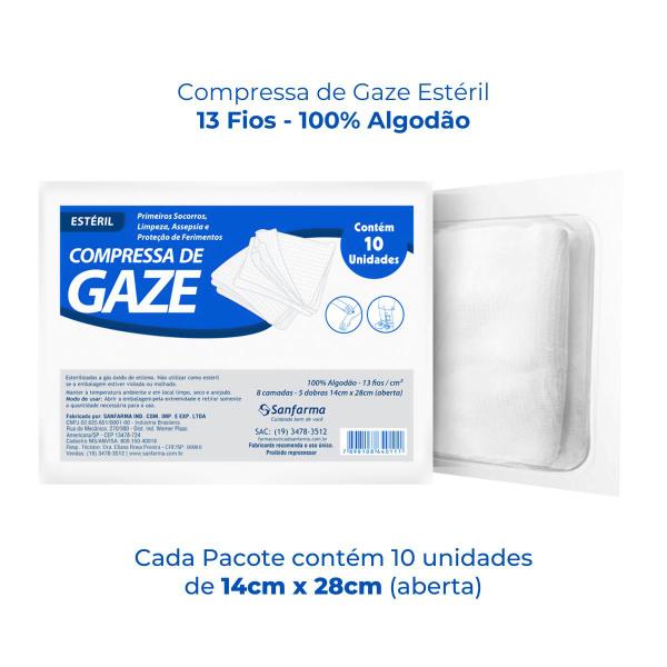 Imagem de Compressa De Gaze Estéril 11 Fios 50 Pacotes (500 Un)