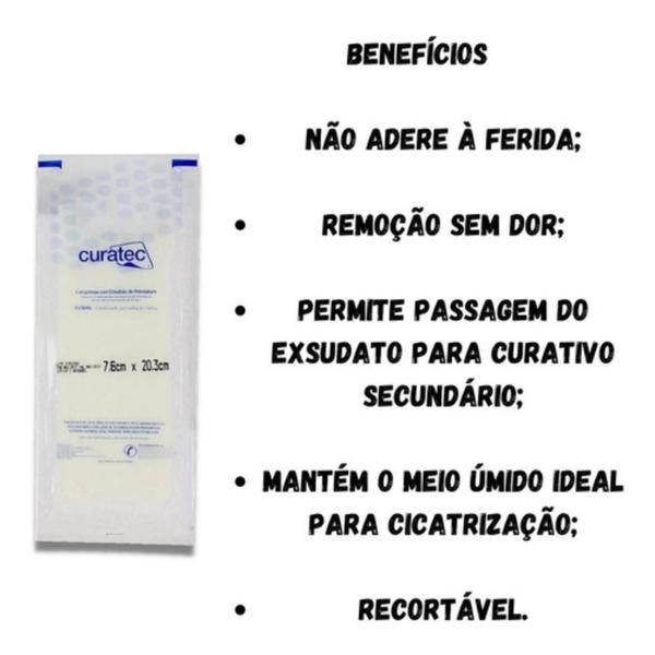 Imagem de Compressa Emulsão de Petrolatum 7,6x20,3cm Curatec - 5 Uni