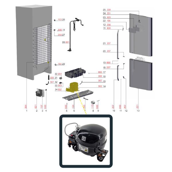 Compressor 1/5 127V 60Hz R600A Para Refrigerador DB53 TW42S TF42S