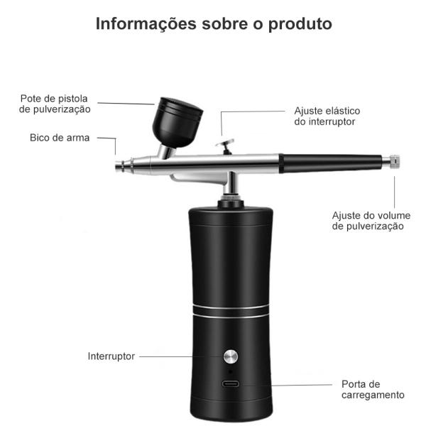 Imagem de Compressor Aerógrafo Airbrush de Oxigênio Recarregável USB