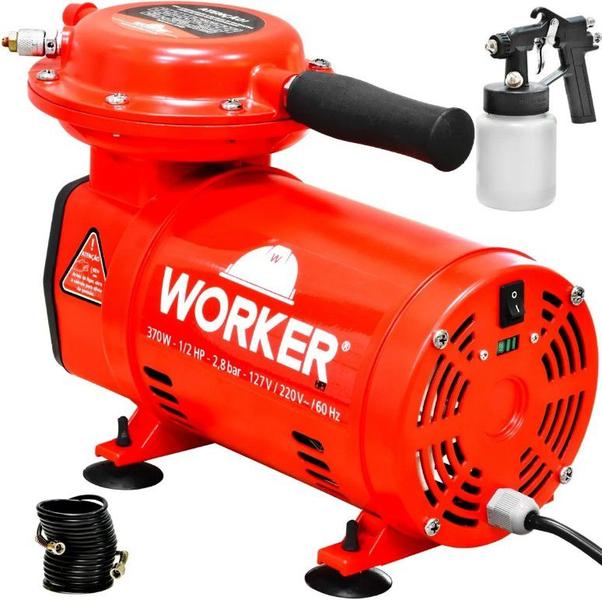 Imagem de Compressor Ar Direto 50psi Biv + Kit Pintura Worker 371629