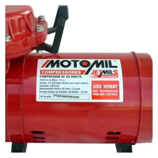 Imagem de Compressor Ar Direto Portatil 2,3Pes Bivolt Motomil Jetmil-S