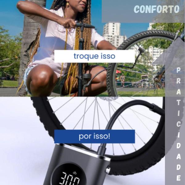 Imagem de Compressor Ar Pneu Carro Bike Moto Portátil E Power Bank