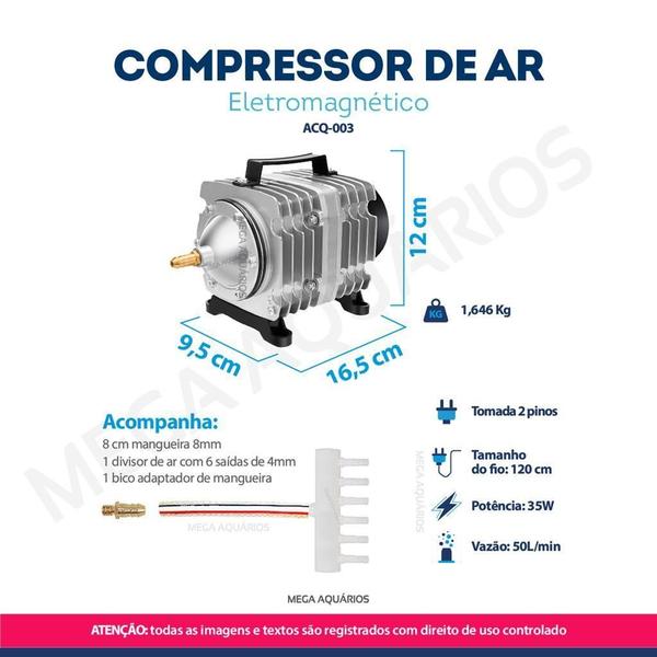 Imagem de Compressor Ar Turbina Aerador Oxigenador Aquário Acq-012