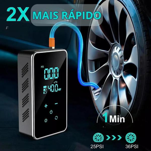 Imagem de Compressor Bomba Ar Calibrador Pneu Digital Carro Moto Bike