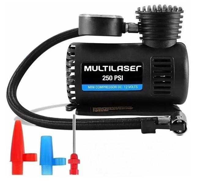 Imagem de Compressor de Ar 12V Vazão 15L/Min 250 PSI 3 Bicos Multilaser - AU601