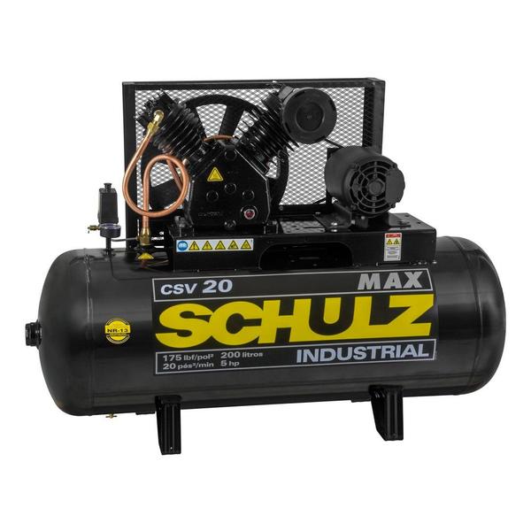 Imagem de Compressor de ar 20 pés 200 litros 5 hp monofásico - CSV20/200 MAX - Schulz