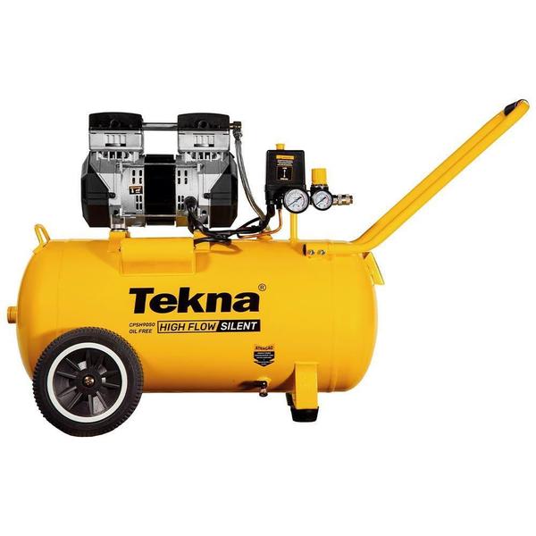 Imagem de Compressor De Ar 2,5hp 50L 9,1Pés Isento de Óleo Com Kit 5 Peças TEKNA