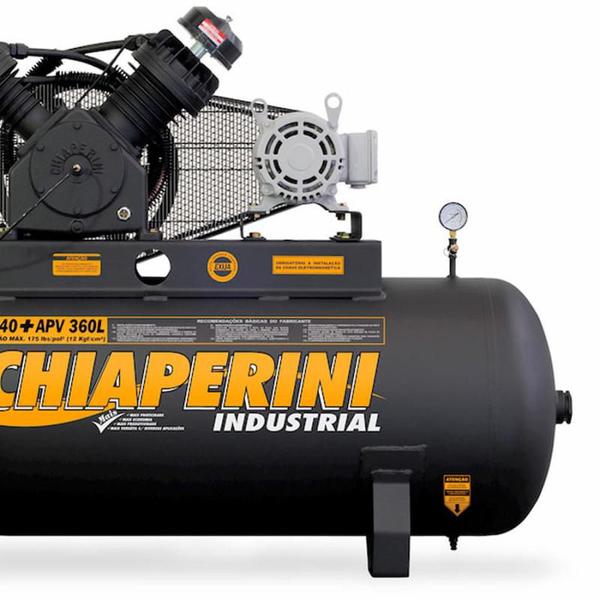 Imagem de Compressor de Ar 40 Pés 10,0HP 360 Litros 3 Pistões Trifásico 220/380V CJ 40+ APV 00708 CHIAPERINI