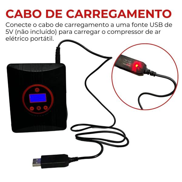 Imagem de Compressor De Ar Automotivo Mini 12v Digital 100 Psi 17l/min