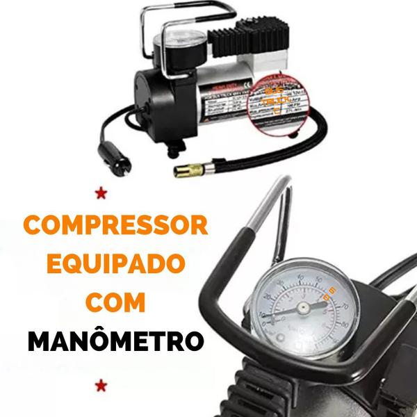 Imagem de Compressor de Ar Compacto Enche Pneu de Veículos e Bicicletas Rapidamente