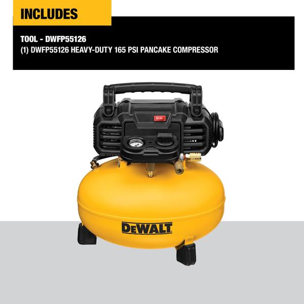 Imagem de Compressor de ar DEWALT Pancake 6 galões 165 PSI (DWFP55126)